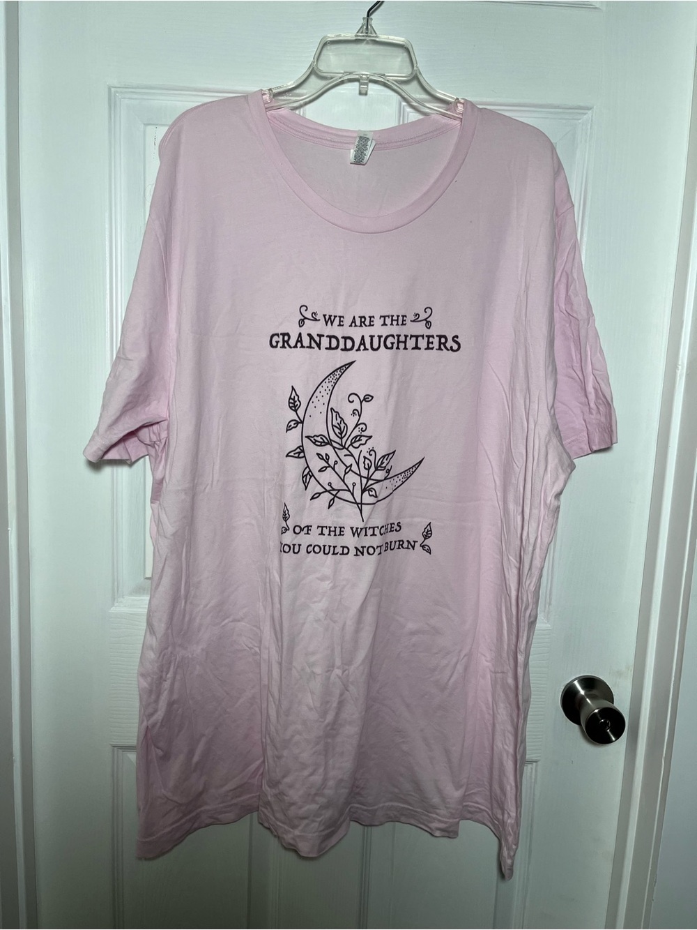 Bella Canvas Light Pink Graphic Tee with Moon & Floral Design